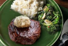 Grilled Tournedos of Beef with Gorgonzola butter and Broccoli raab mashed potatoes